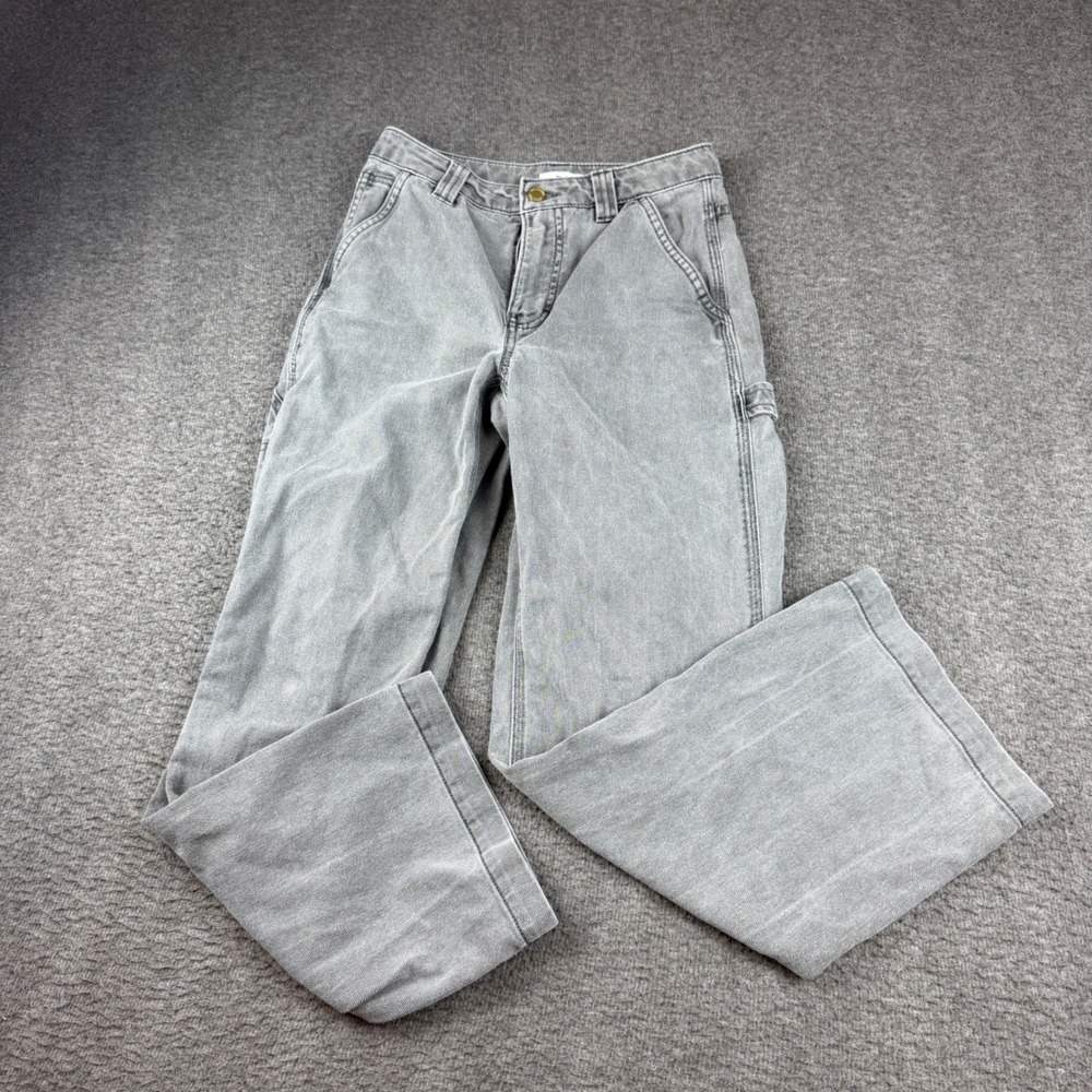 Tna Carpenter Pants Women's 00 Grey High Rise Straight Leg Utility Denim